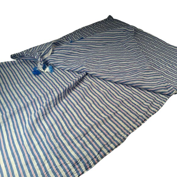 Kate Spade Candy Stripe Tassel Fringe Shawl Womens Wrap Scarf Cotton Sarong - Picture 10 of 16